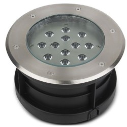 Miidex Lighting - Spot LED Encastrable Sol Rond 12W 3000K Inox 316 L - Réf : 677935