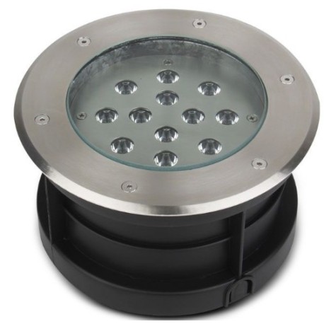 Miidex Lighting - Spot LED Encastrable Sol Rond 12W 3000K Inox 316 L - Réf : 677935