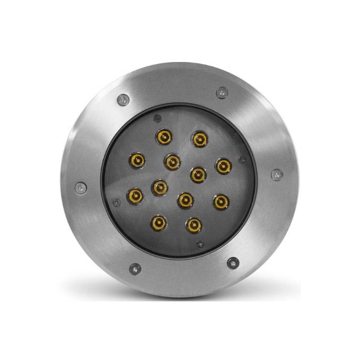 Miidex Lighting - Spot LED Encastrable Sol Rond 12W 3000K Inox 316 L - Réf : 677935