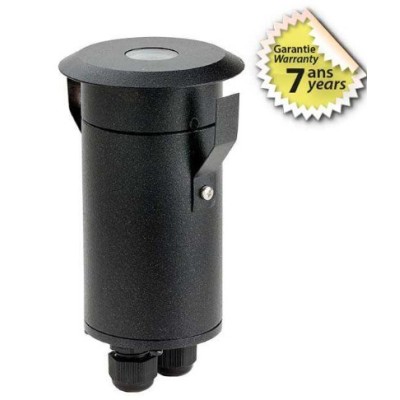Miidex Lighting - Spot LED Encastrable Sol Rond Noir 1.6W 165LM 2900K - Réf : 400062