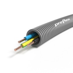 PREFLEX - Gaine électrique ICTA préfilée 3G1.5 mm² - N/B/VJ - Ø16 mm - Couronne de 100m - Réf : PFG16E31502