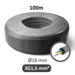 PREFLEX - Gaine électrique ICTA préfilée 3G1.5 mm² - N/B/VJ - Ø16 mm - Couronne de 100m - Réf : PFG16E31502