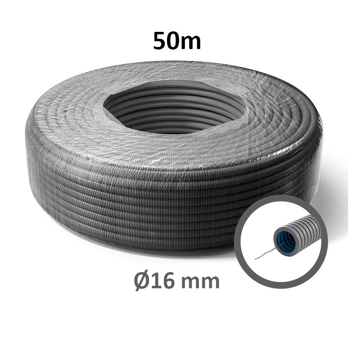 PREFLEX - Gaine électrique ICTA D16 double peau - Ø16mm - Couronne de 50m - Réf : PFGB16TFB