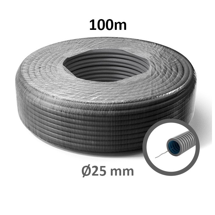 PREFLEX - Gaine électrique ICTA D25 double peau - Ø25 mm - Couronne de 100m - Réf : PFGB25TF