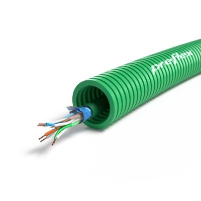PREFLEX - Gaine électrique ICTA préfilée CAT6 250MHz FTP 4P - Ø20 mm - Couronne de 50m - Réf : PFV20EFTP6B