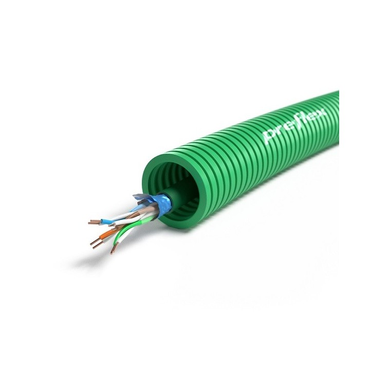 PREFLEX - Gaine électrique ICTA préfilée CAT6 250MHz FTP 4P - Ø20 mm - Couronne de 50m - Réf : PFV20EFTP6B