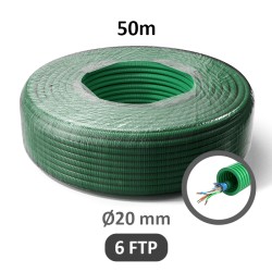 PREFLEX - Gaine électrique ICTA préfilée CAT6 250MHz FTP 4P - Ø20 mm - Couronne de 50m - Réf : PFV20EFTP6B