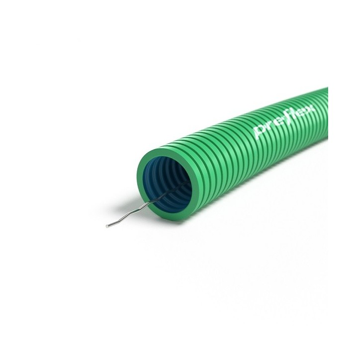 PREFLEX - Gaine électrique ICTA D20 verte double peau - Ø20m - Couronne de 100m - Réf : PFVB20TF