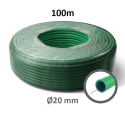 PREFLEX - Gaine électrique ICTA D20 verte double peau - Ø20m - Couronne de 100m - Réf : PFVB20TF