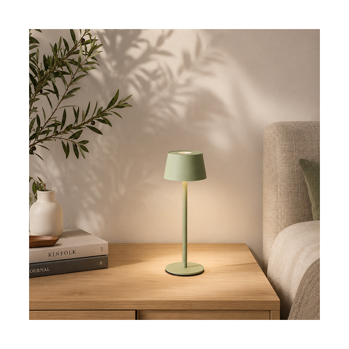 Brilliant - Jona - Lampe de table extérieur-intérieur sans fil LED - 25cm verte - 3000K - 2W - Réf : G4090004