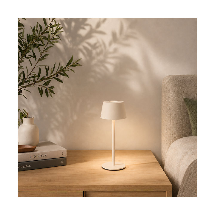 Brilliant - Jona - Lampe de table extérieur-intérieur sans fil LED - 25cm beige - 3000K - 2W - Réf : G4090009