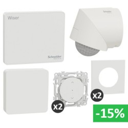 Schneider - Wiser - Kit volets roulants connecté + Capteur température/humidité et détecteur présence/luminosité -Réf: S670131DD