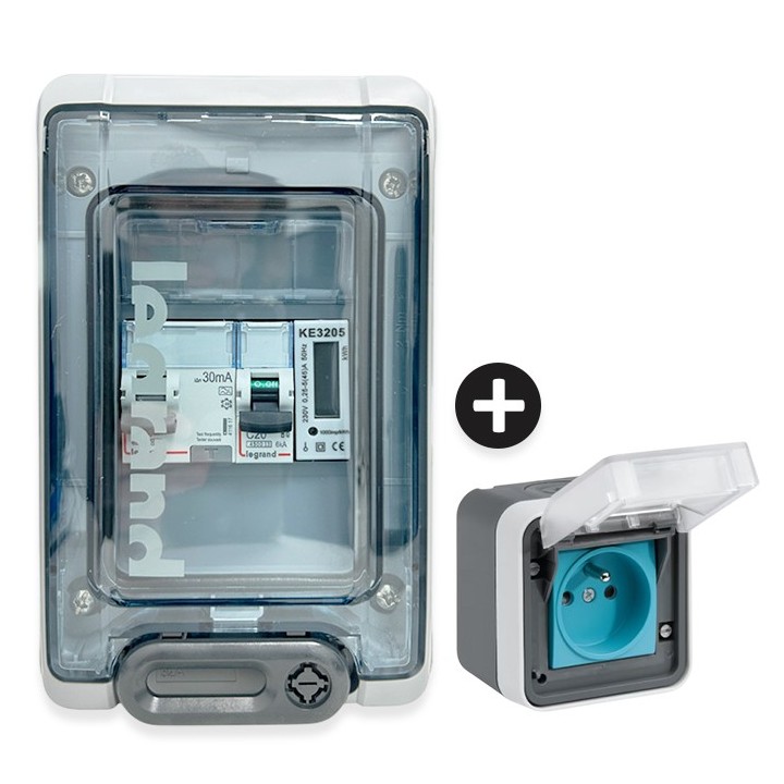 Legrand - Kit recharge pour véhicule électrique + Compteur énergie 45A + Prise Witty saillie -Réf: XEV080-02-Précablé