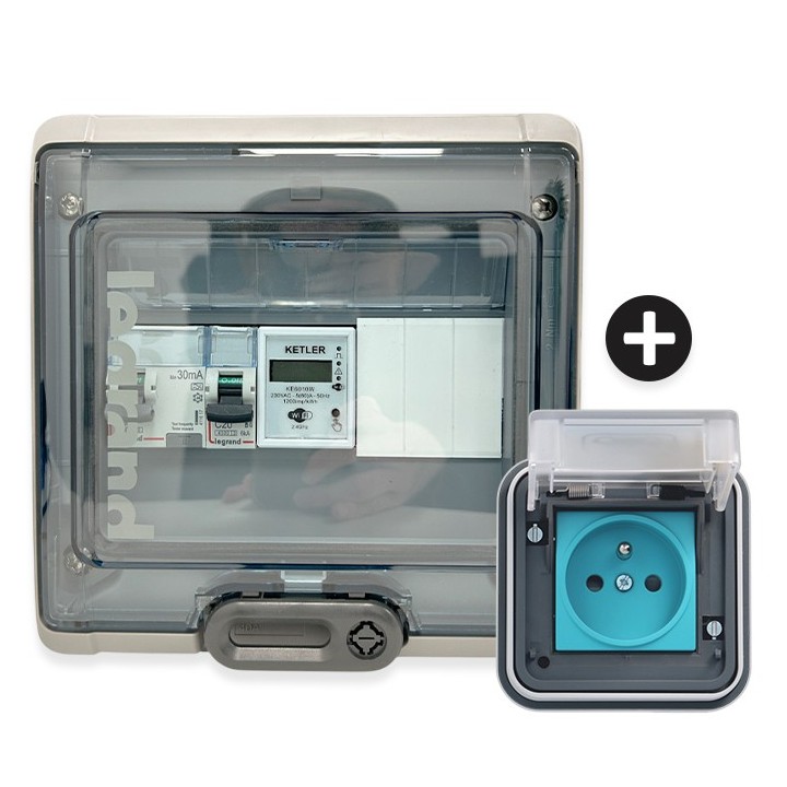 Legrand - Kit recharge pour véhicule électrique + Compteur énergie WIFI + Prise Witty encastrée - Réf : XEV081-04-Précablé