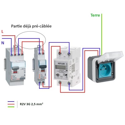 Legrand - Kit recharge pour véhicule électrique + Compteur énergie WIFI + Prise Witty saillie - Réf : XEV080-04-Précablé