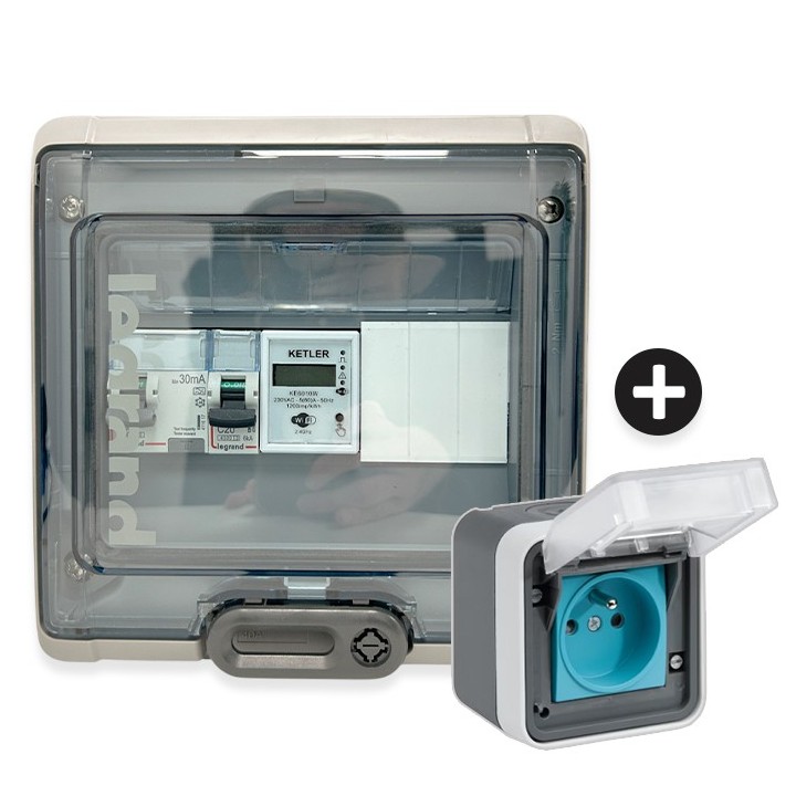 Legrand - Kit recharge pour véhicule électrique + Compteur énergie WIFI + Prise Witty - Réf : XEV080-04-Précablé