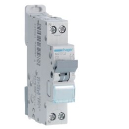 Hager -  Disjoncteur 2A - 1P+N - 4.5-6kA - Courbe C - 1module - Réf : MJT702
