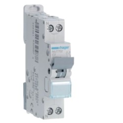 Hager -  Disjoncteur 2A - 1P+N - 4.5-6kA - Courbe C - 1module - Réf : MJT702