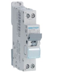 Hager -  Disjoncteur 6A - 1P+N - 4.5-6kA - Courbe C - 1module - Réf : MJT706
