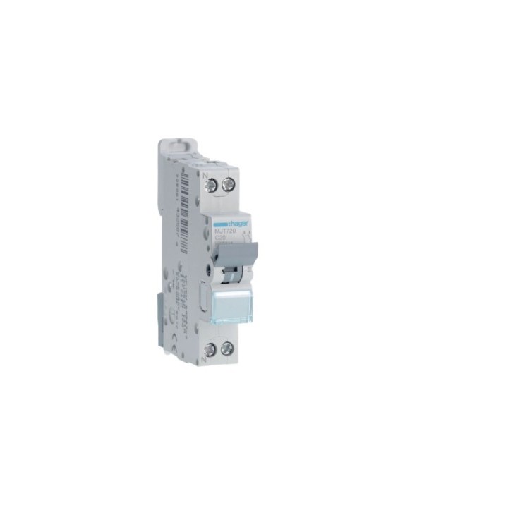 Hager -  Disjoncteur 20A - 1P+N - 4.5-6kA - Courbe C - 1module - Réf : MJT720