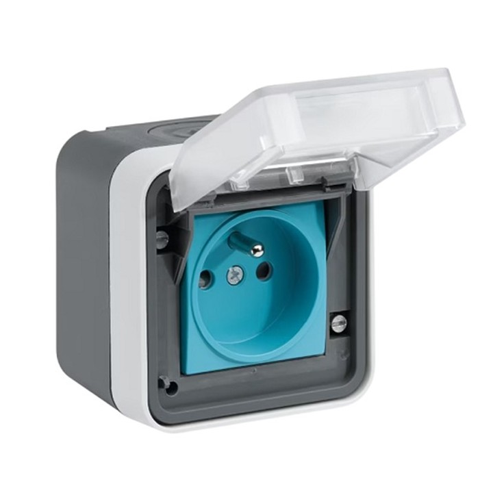 Hager - witty prise 2P+T IP55 - M2+, saillie - 3,7 kW - pour recharge véhicule électrique - Réf : XEV080
