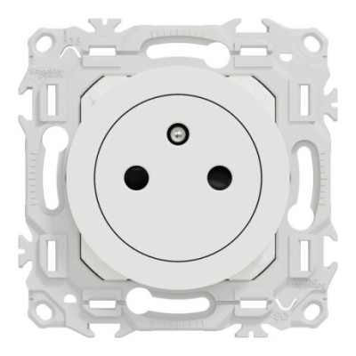 Schneider Odace - Lot de 10 Prises de courant 2P+T affleurantes dont 1 OFFERTE - Blanc craie - Complet - Réf : S920052(10)