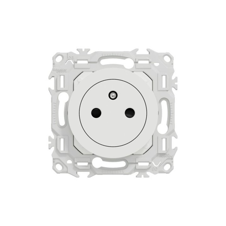 Schneider Odace - Lot de 10 Prises de courant 2P+T affleurantes dont 1 OFFERTE - Blanc craie - Complet - Réf : S920052(10)