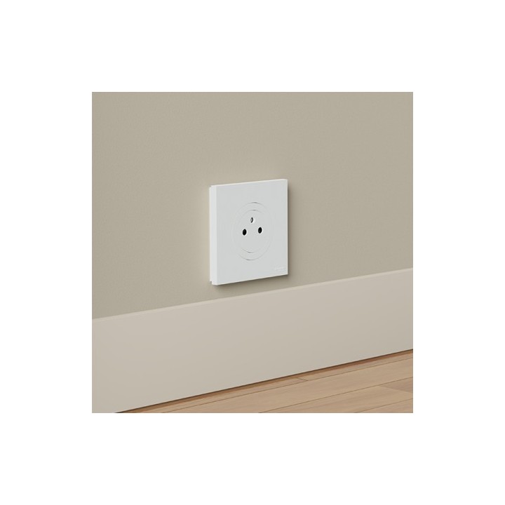 Schneider Odace - Lot de 10 Prises de courant 2P+T affleurantes dont 1 OFFERTE - Blanc craie - Complet - Réf : S920052(10)