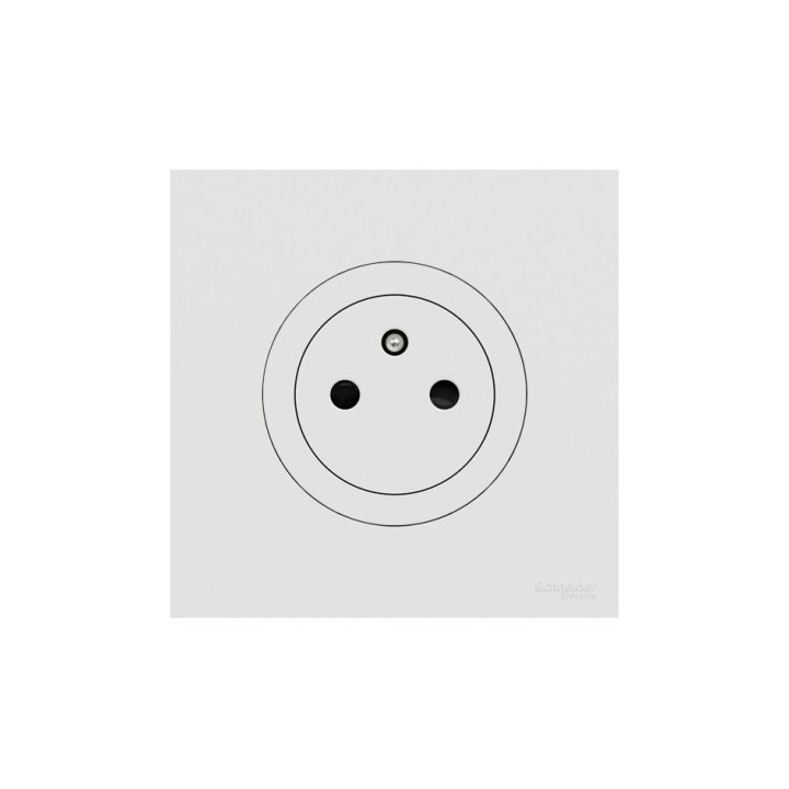 Schneider Odace - Lot de 10 Prises de courant 2P+T affleurantes dont 1 OFFERTE - Blanc craie - Complet - Réf : S920052(10)