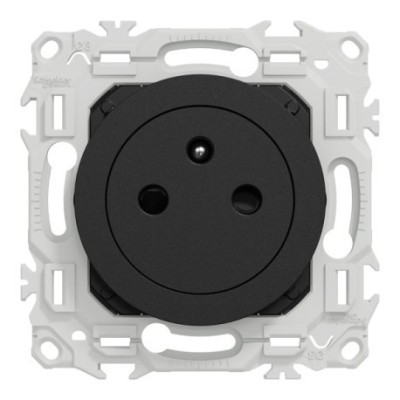 Schneider Odace - Lot de 10 Prises de courant 2P+T affleurantes dont 1 OFFERTE - Noir onyx - Complet - Réf : S940052(10)