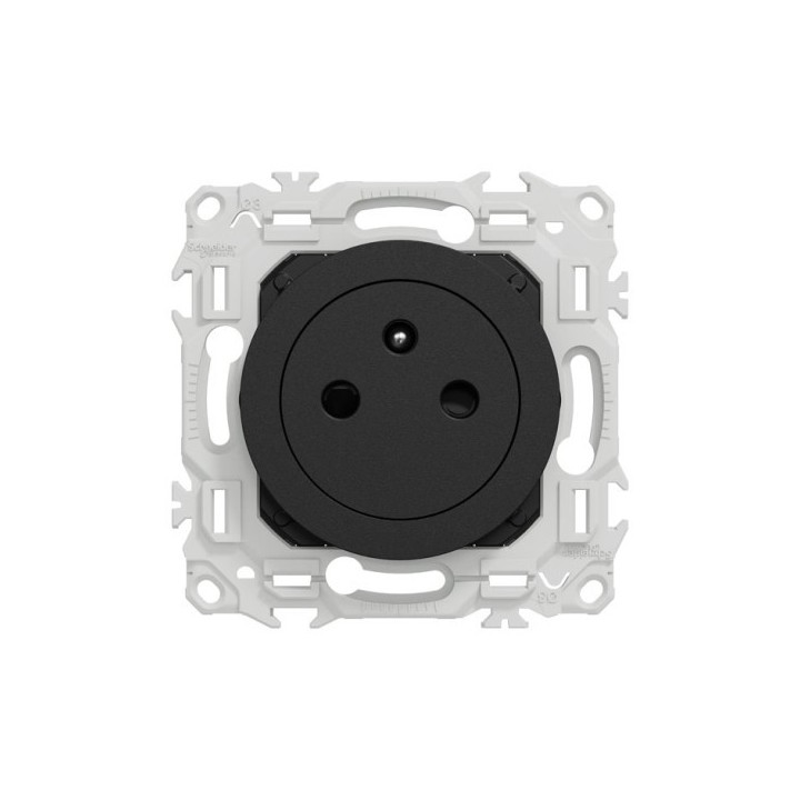 Schneider Odace - Lot de 10 Prises de courant 2P+T affleurantes dont 1 OFFERTE - Noir onyx - Complet - Réf : S940052(10)