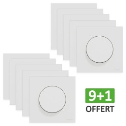 Schneider Odace - Lot de 10 Va-et-vient ou poussoir dont 1 OFFERT - Blanc craie - Complet - Réf : S920204(10)