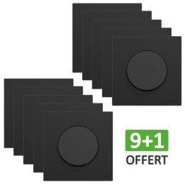 Schneider Odace - Lot de 10 Va-et-vient ou poussoir dont 1 OFFERT - Noir onyx - Complet - Réf : S940204(10)