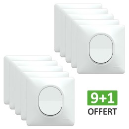 Schneider Ovalis - Lot de 10 interrupteurs va-et-vient complets blancs dont 1 OFFERT - Réf : S320204(10)