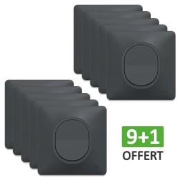 Schneider Ovalis - Lot de 10 Interrupteurs va et vient complets anthracites dont 1 OFFERT - Réf : S340204(10)
