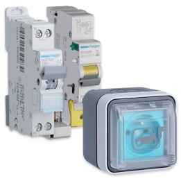Hager - Kit witty prise saillie 2P+T - IP55 - M2+ - 3.7 kW - pour recharge véhicule électrique - Réf : XEV080P