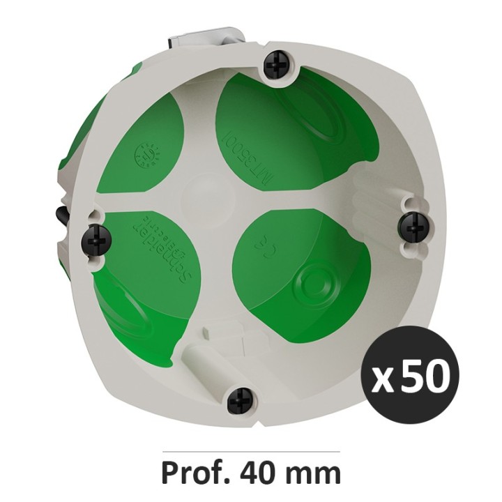 Schneider electric - 50 Boîtes d'encastrement - Multifix air - 1 poste - Ø67 - prof. 40 mm - Réf : IMT35001(50)1