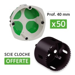 Schneider - 50 Boîtes d'encastrement - Multifix air - 1 poste - Ø67 - prof. 40 mm + 1 Scie cloche OFFERTE - Réf : IMT35001(50)2