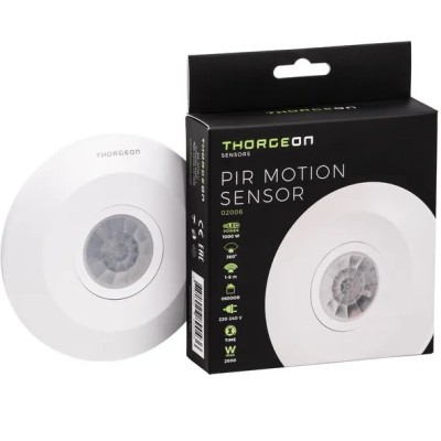Thorgeon - Détecteur de mouvement PIR 6m max 2000W - IP20 - blanc - Réf : 02006