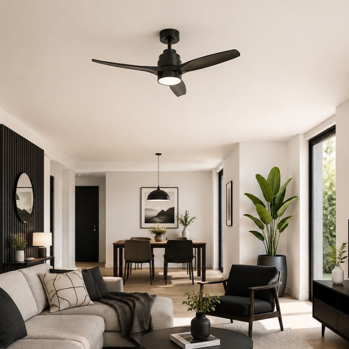 Axelair - LUMIN'AIR - Ventilateur plafonnier d'intérieur réversible et lumineux Ø90 cm - Réf : VPAN090