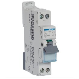 Hager -  Disjoncteur 16A - 1P+N - 4.5-6kA - Courbe C - 1module - Réf : MJT716
