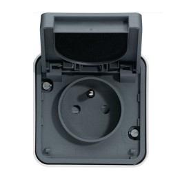Hager - Prise de courant 2P+T Cubyko étanche IP55 gris pose en saillie - Réf : WNC100