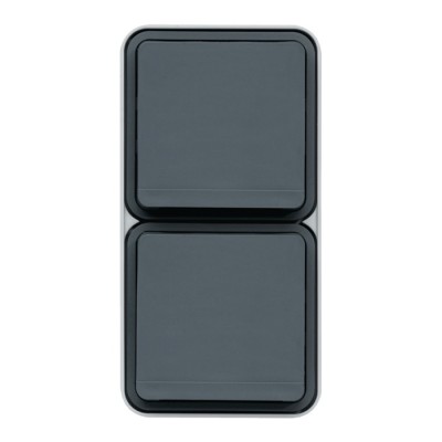 Hager - Prise double verticale Cubyko 2P+T saillie gris IP55 - Réf : WNC132