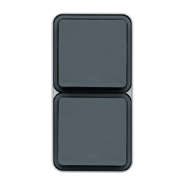 Hager - Prise double verticale Cubyko 2P+T saillie gris IP55 - Réf : WNC132