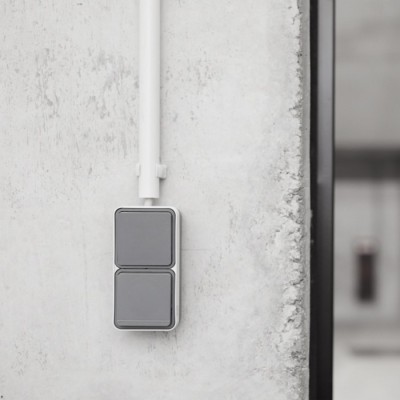 Hager - Prise double verticale Cubyko 2P+T saillie gris IP55 - Réf : WNC132