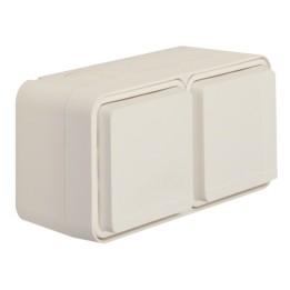 Hager - Prise double horizontale Cubyco 2P+T saillie blanc IP55 - Réf : WNC122B
