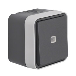 Hager - Interrupteur va-et-vient Cubyko témoin avec neutre saillie gris IP55- Réf : WNC003