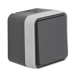 Hager - Bouton poussoir à fermeture 1F Cubyko étanche IP55 gris pose en saillie - Réf : WNC020
