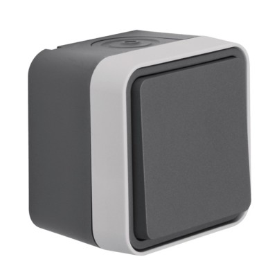 Hager - Bouton poussoir à fermeture 1F Cubyko étanche IP55 gris pose en saillie - Réf : WNC020