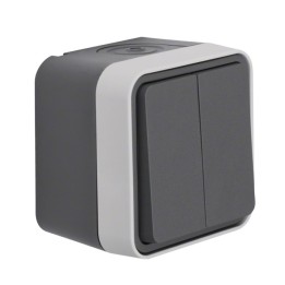 Hager - Double poussoir Cubyco 1O/1F saillie gris IP55 - Réf : WNC044